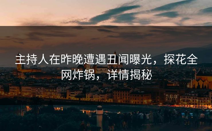 主持人在昨晚遭遇丑闻曝光，探花全网炸锅，详情揭秘