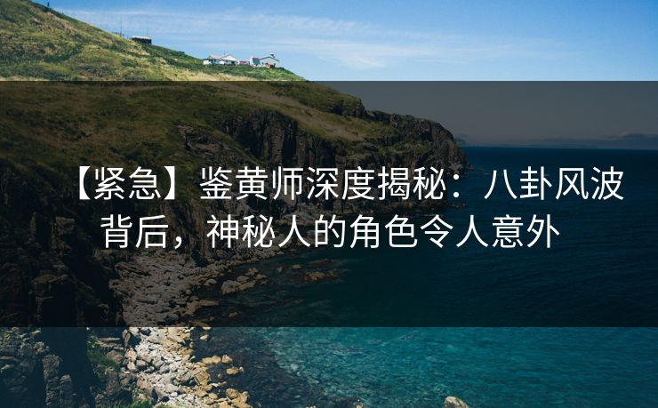 【紧急】鉴黄师深度揭秘：八卦风波背后，神秘人的角色令人意外