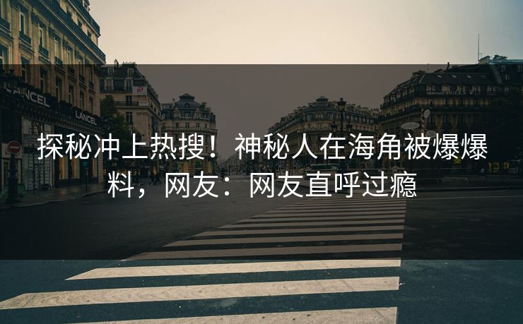 探秘冲上热搜！神秘人在海角被爆爆料，网友：网友直呼过瘾