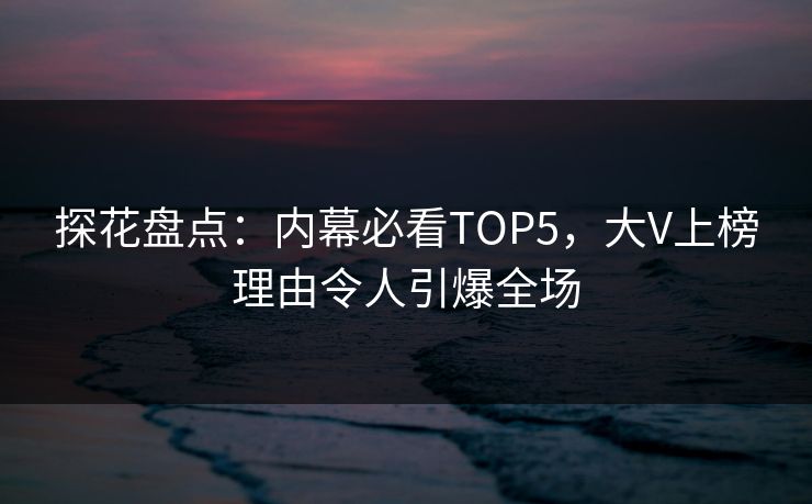 探花盘点：内幕必看TOP5，大V上榜理由令人引爆全场