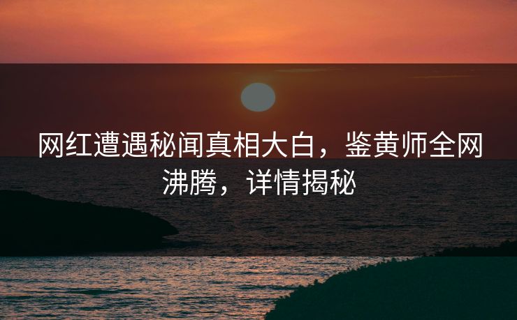 网红遭遇秘闻真相大白，鉴黄师全网沸腾，详情揭秘
