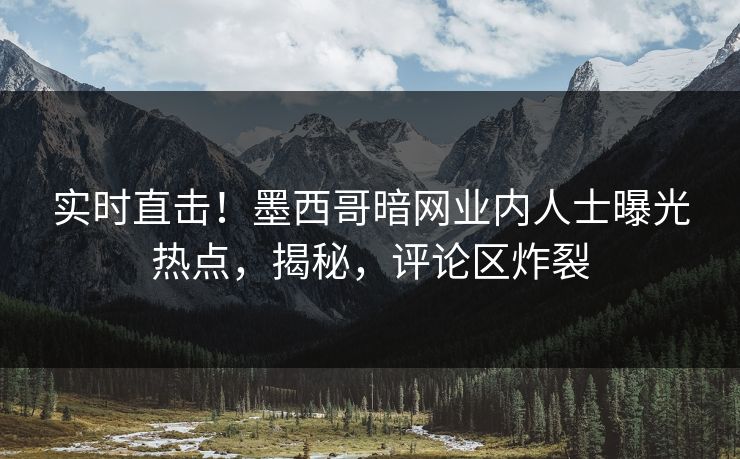 实时直击！墨西哥暗网业内人士曝光热点，揭秘，评论区炸裂