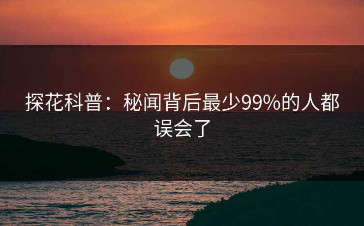 探花科普：秘闻背后最少99%的人都误会了