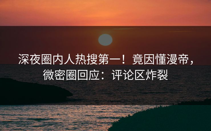 深夜圈内人热搜第一！竟因懂漫帝，微密圈回应：评论区炸裂